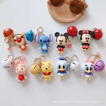 Jumping Tiger Pooh Bell Cartoon Keychain Wild Quicksand Ball 3D Doll Keychain Bag Accessories